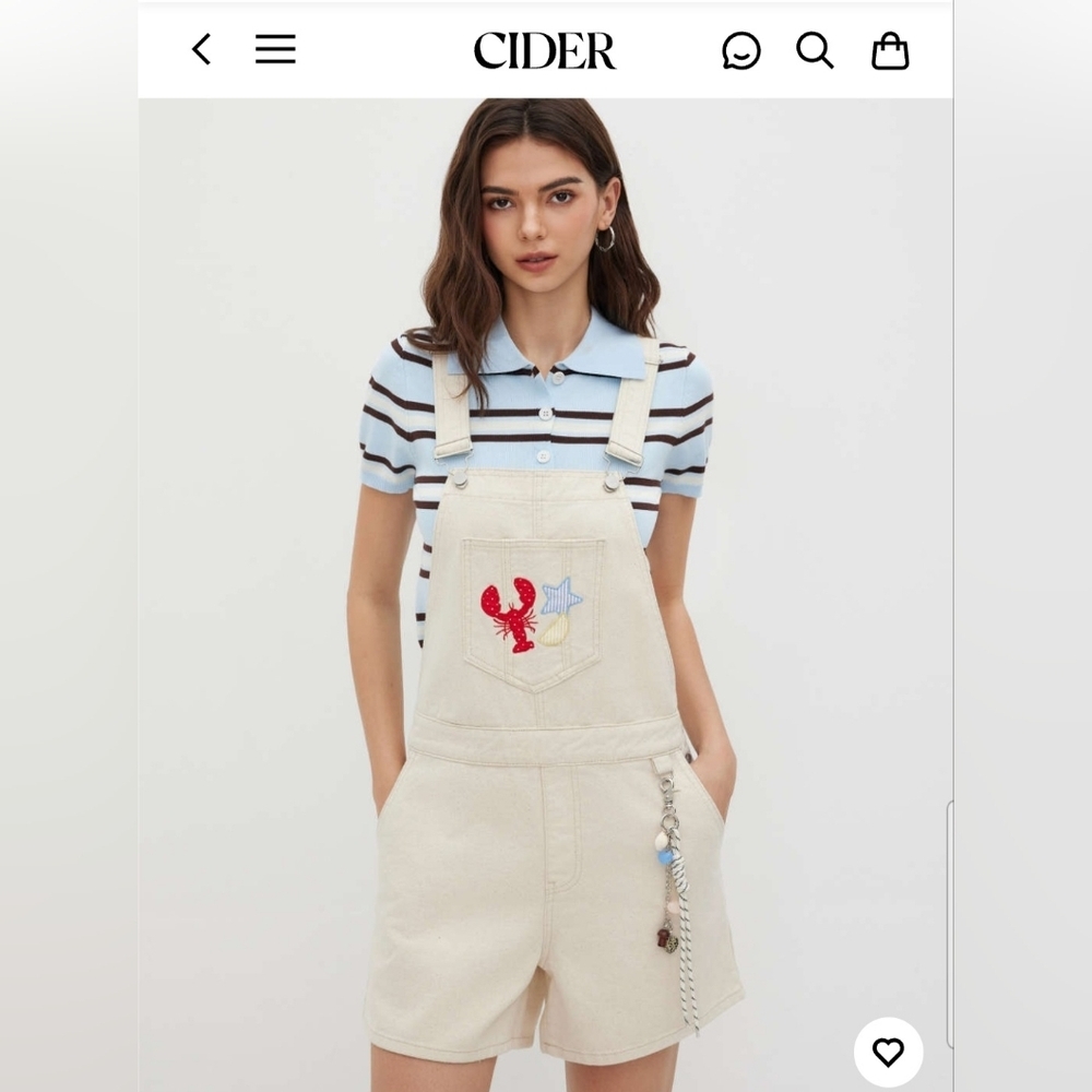 Cider Cream Overalls with Red and Blue Patches